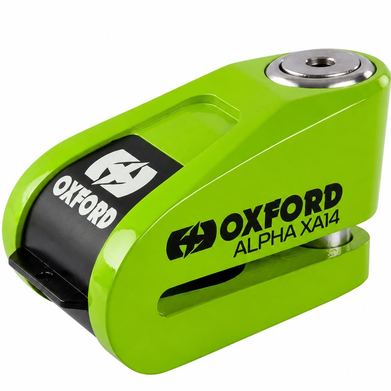 Candado antirrobo para frenos de disco Oxford Alpha Alarm XA14 - Edición limitada verde