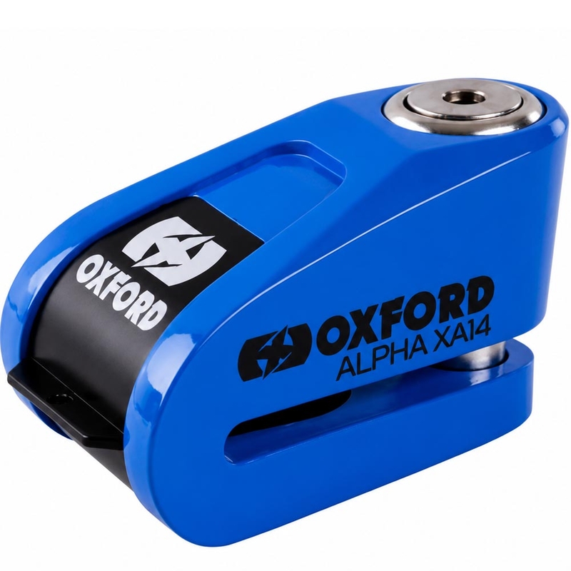 Candado antirrobo para frenos de disco Oxford Alpha Alarm XA14 - Edición limitada azul