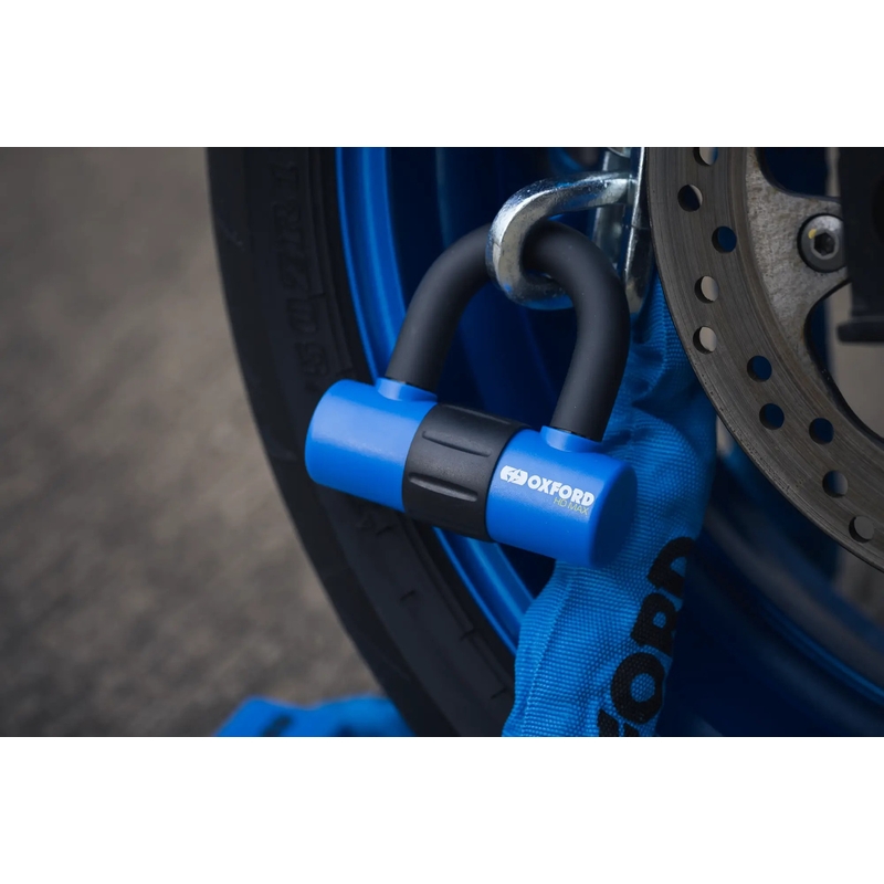 Candado para cadena de motocicleta Oxford HD - edición limitada azul