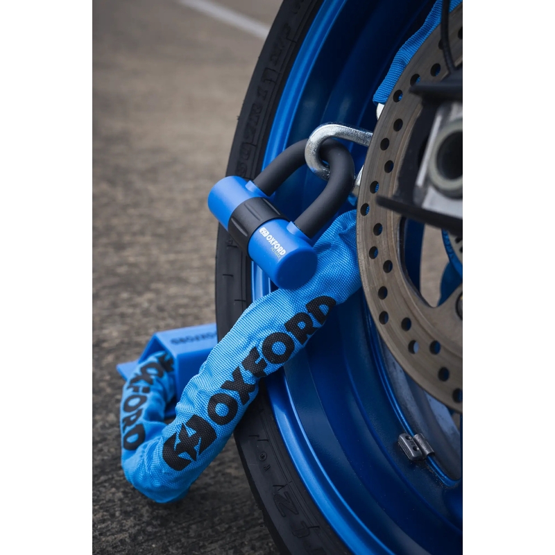 Candado para cadena de motocicleta Oxford HD - edición limitada azul