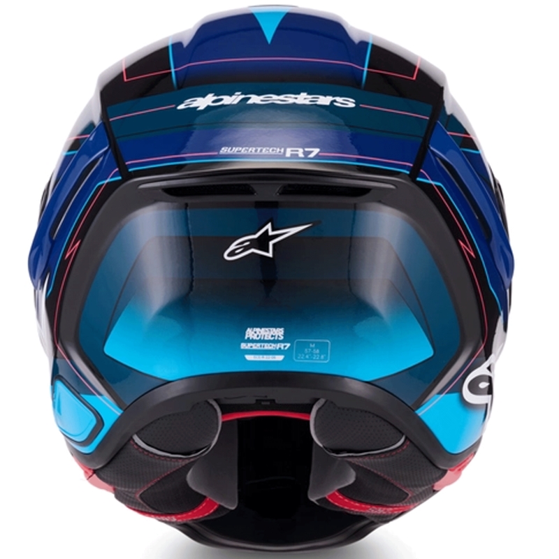 Casco integral de moto Alpinestars S-R7 Kinetis negro-azul-rosa flúor-blanco