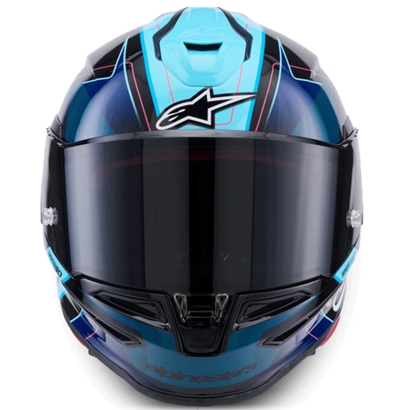 Casco integral de moto Alpinestars S-R7 Kinetis negro-azul-rosa flúor-blanco