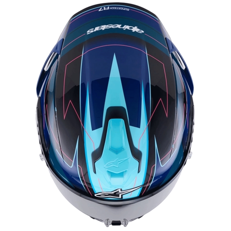 Casco integral de moto Alpinestars S-R7 Kinetis negro-azul-rosa flúor-blanco