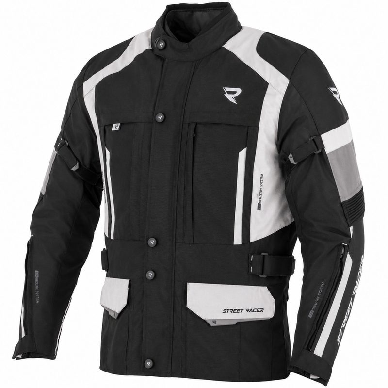 Chaqueta de moto Street Racer Hilax negra-gris claro