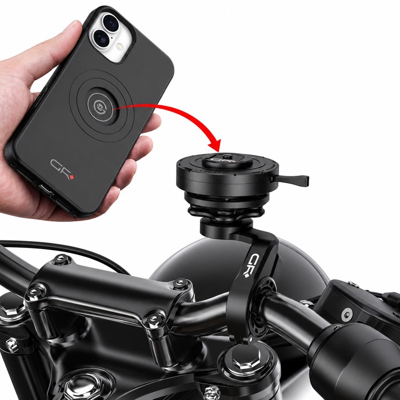 Soporte para teléfono móvil GRxplore MT10 curvo para manillar de motocicleta, color negro.