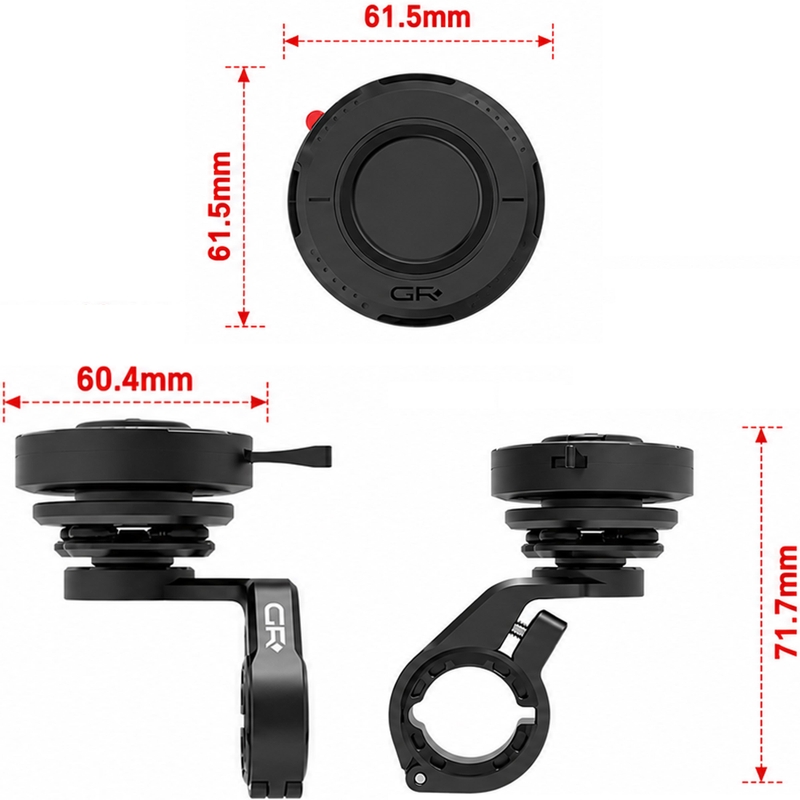 Soporte para teléfono móvil GRxplore MT10 curvo para manillar de motocicleta, color negro.