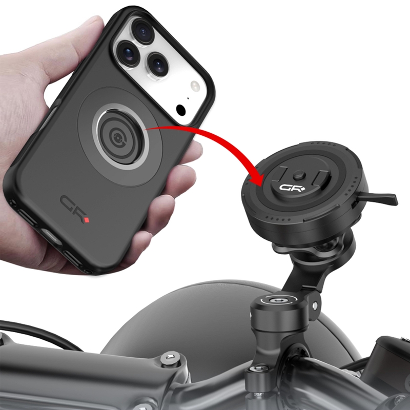Soporte para teléfono para manillar de motocicleta con brazo ajustable GRxplore MT11 negro
