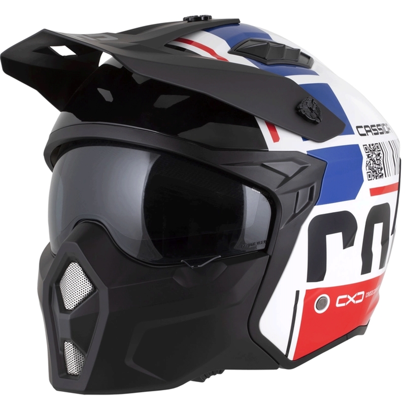 Casco modular de moto Cassida Cross Country Code blanco-rojo-azul-negro