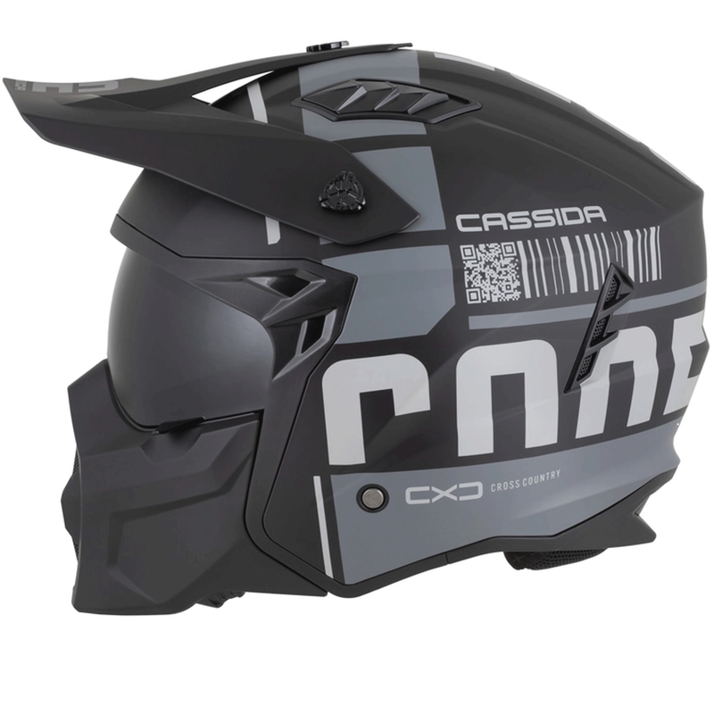Casco modular de moto Cassida Cross Country Code negro mate-gris oscuro-gris claro