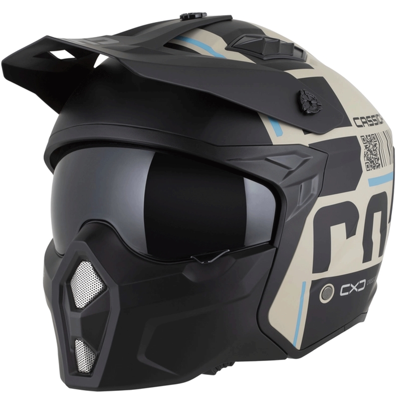 Casco modular de moto Cross Country Code color arena mate-negro-azul claro