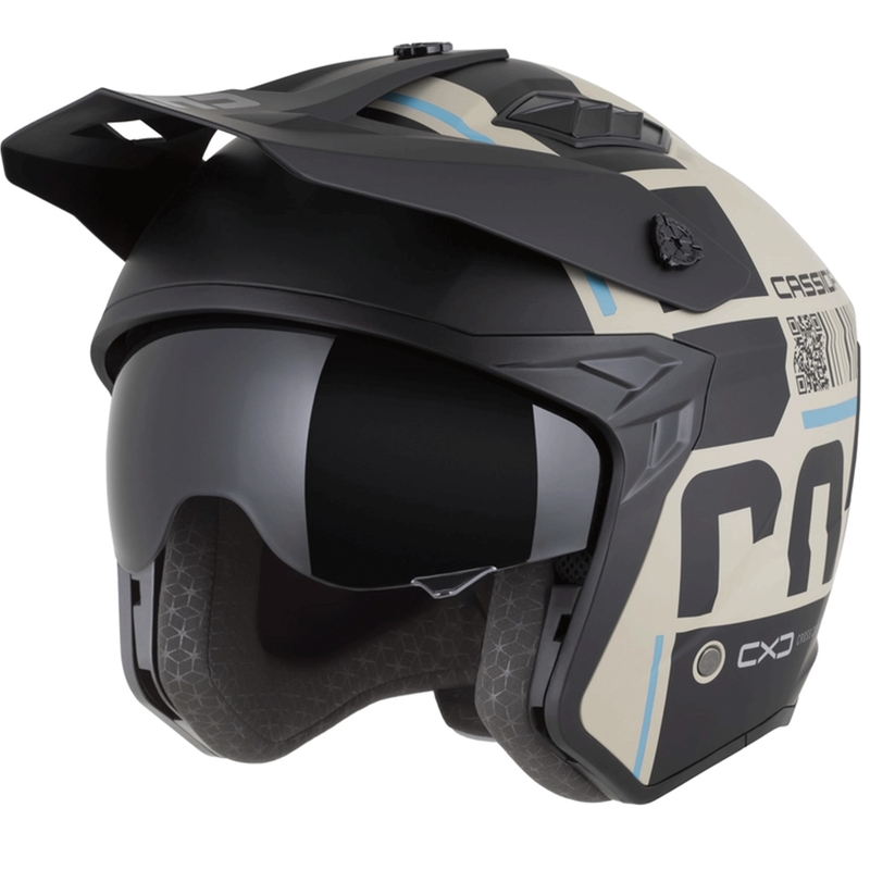 Casco modular de moto Cross Country Code color arena mate-negro-azul claro