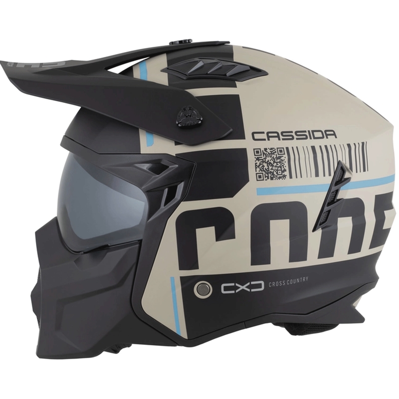 Casco modular de moto Cross Country Code color arena mate-negro-azul claro