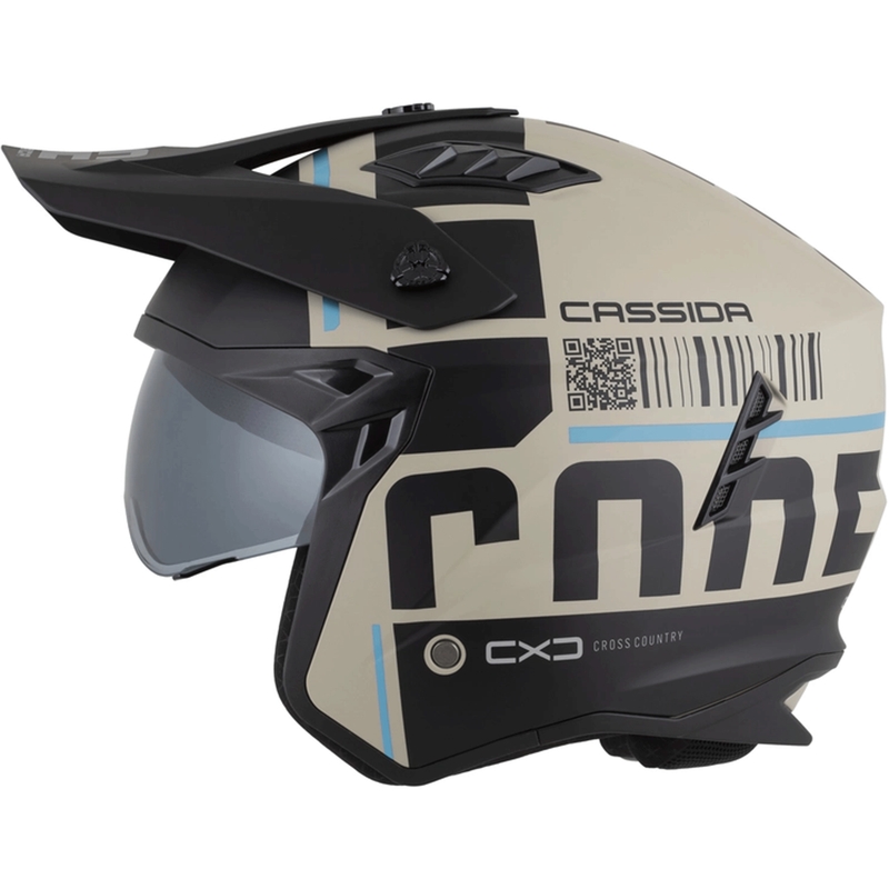 Casco modular de moto Cross Country Code color arena mate-negro-azul claro