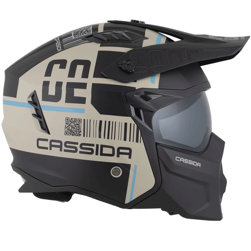 Casco modular de moto Cross Country Code color arena mate-negro-azul claro
