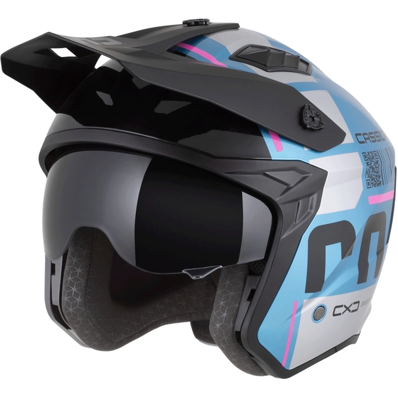 Casco modular de motocicleta Cassida Cross Country Code azul perla-plata-rosa-negro