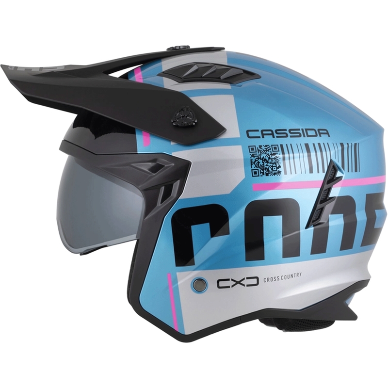 Casco modular de motocicleta Cassida Cross Country Code azul perla-plata-rosa-negro
