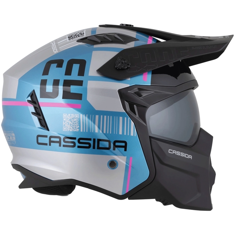 Casco modular de motocicleta Cassida Cross Country Code azul perla-plata-rosa-negro