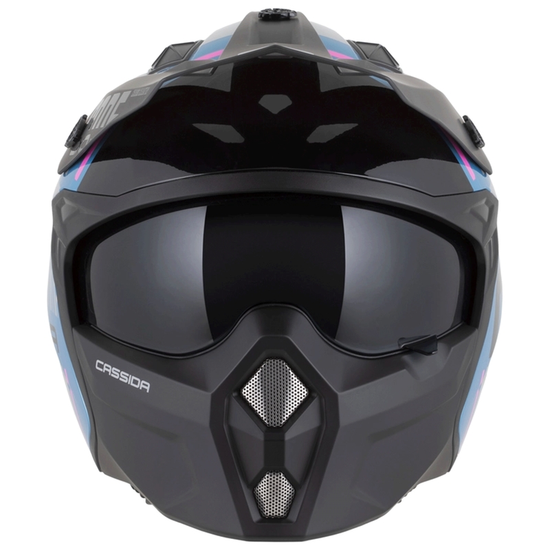 Casco modular de motocicleta Cassida Cross Country Code azul perla-plata-rosa-negro