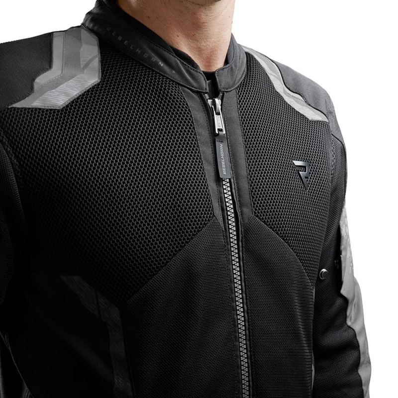 Chaqueta de moto Rebelhorn Jax negra-gris