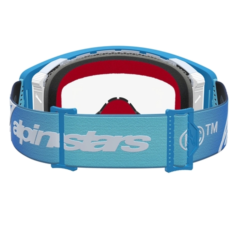 Gafas de motocross Alpinestars Supertech Dura Air Fluid azul-plateadas con plexiglás transparente