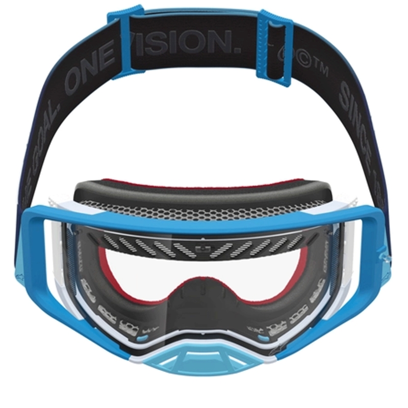 Gafas de motocross Alpinestars Supertech Dura Air Fluid azul-plateadas con plexiglás transparente
