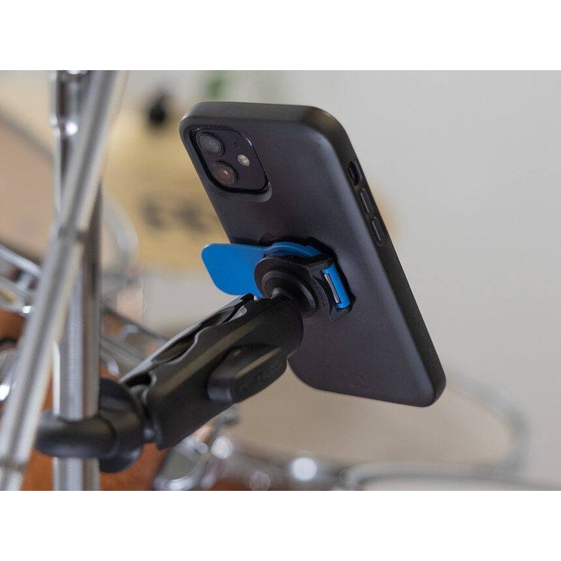 Soporte para teléfono Quad Lock® 360 con palanca de liberación, color azul y negro.
