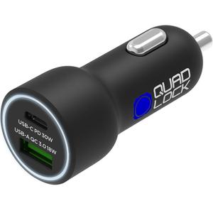 Cargador de coche Quad Lock® de 48 W con USB-C PD + USB-A QC 3.0 (negro)
