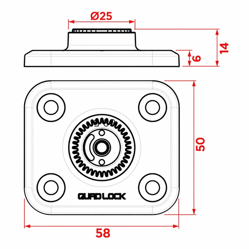 Base plana Quad Lock® 360 negra