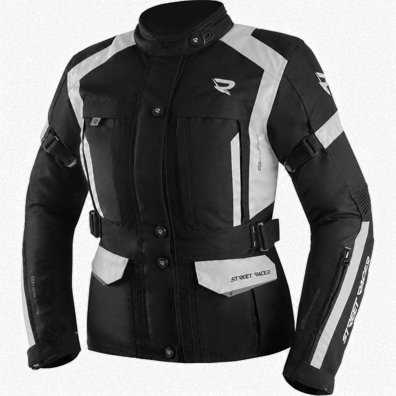 Chaqueta de moto para mujer Street Racer Hilax, color negro-gris claro.