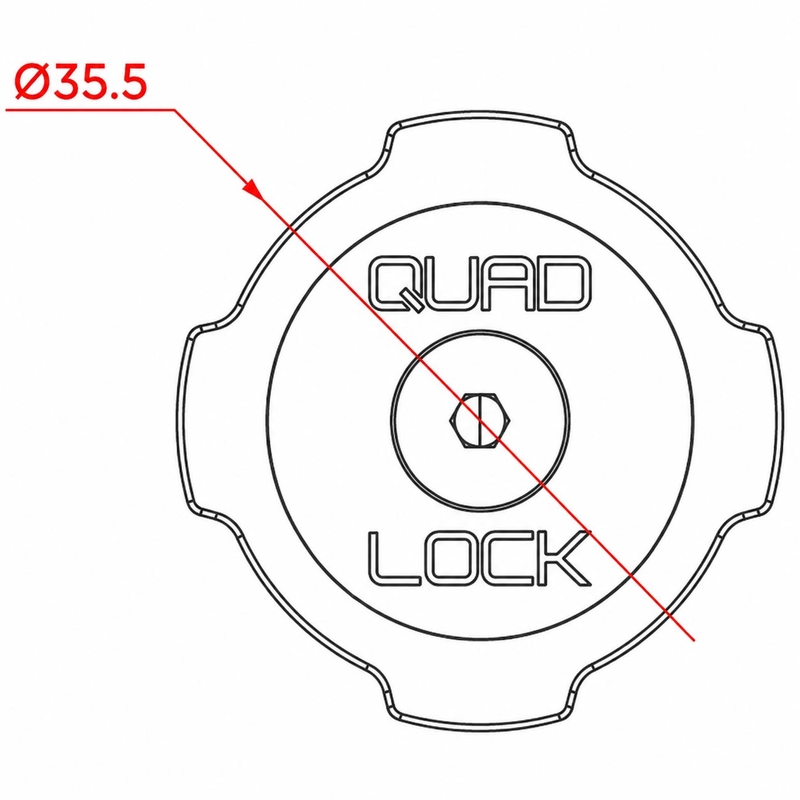Adaptadores de tapa superior de bola Quad Lock® para coche, color negro