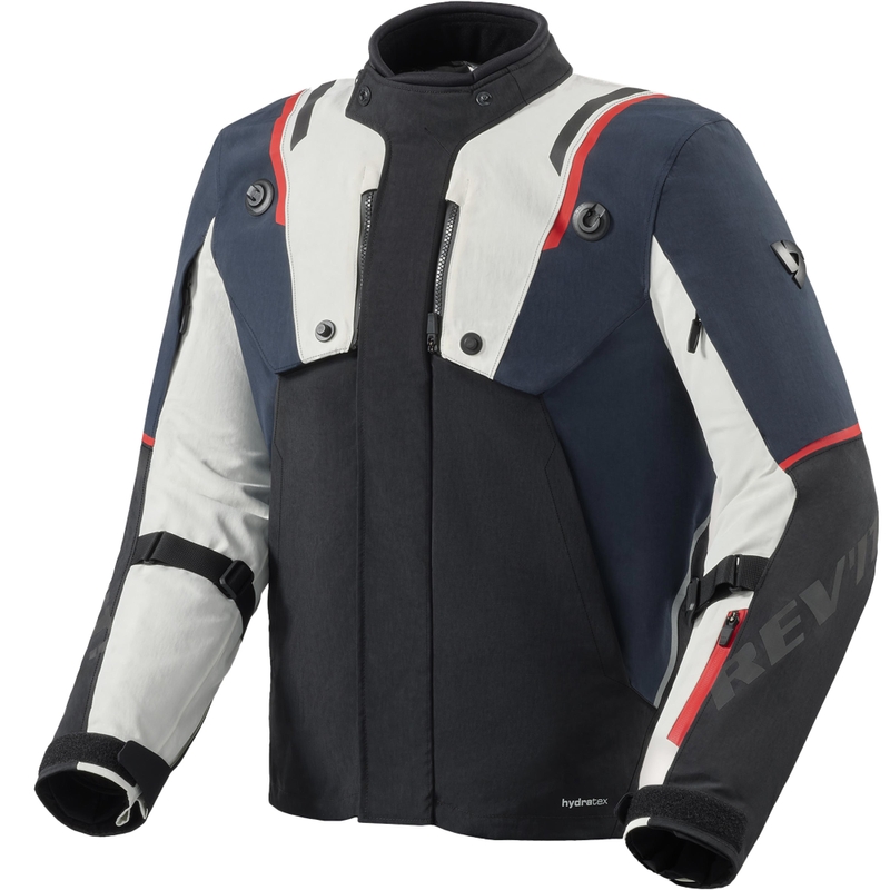 Chaqueta de moto Revit Fractal H2O azul-blanca