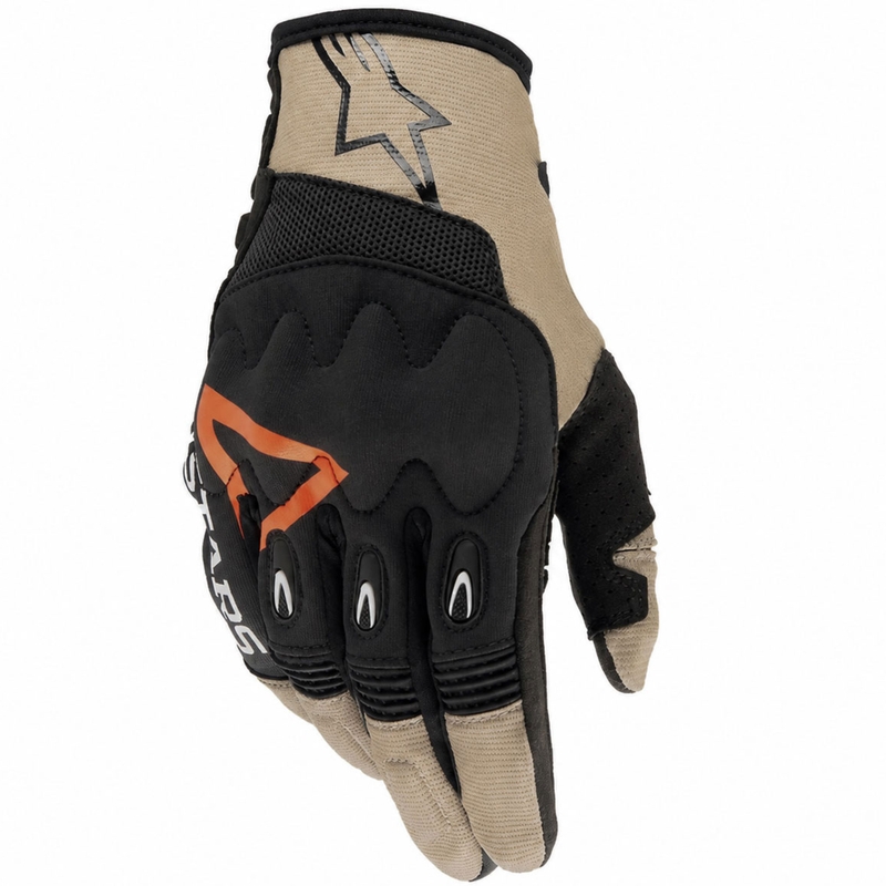 Guantes de motocross Alpinestars Techdura negro-marrón-rojo fluo