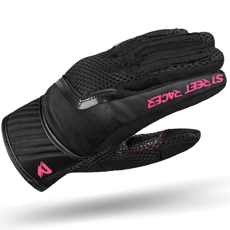 Guantes de moto para mujer Street Racer Stunt negro-rosa