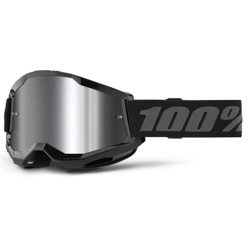 Gafas motocross 100% STRATA 2 Nuevo negro (plexi plateado)