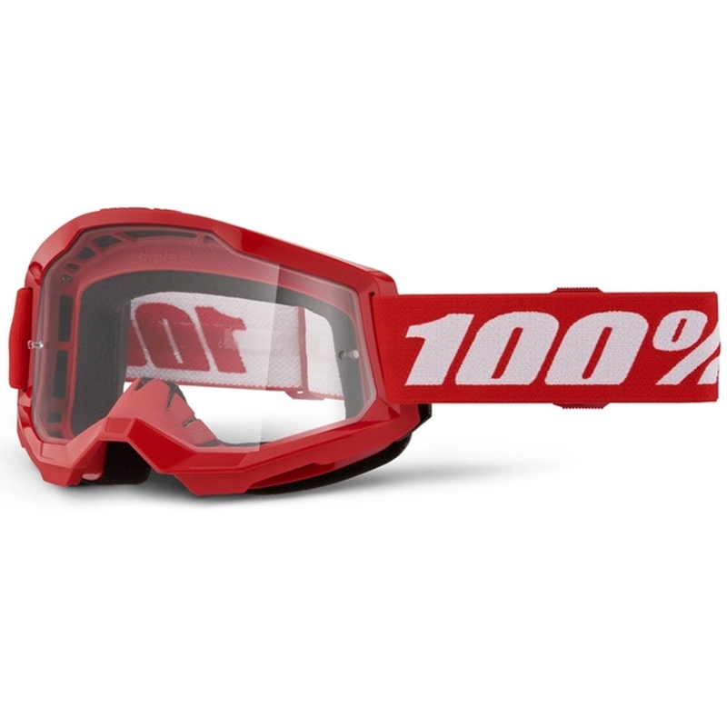 Gafas de Motocross 100% STRATA 2 New Rojo (plexiglás transparente)