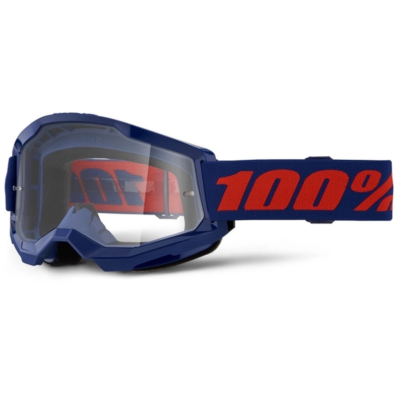 Gafas motocross 100% STRATA 2 Nuevo azul oscuro (plexi transparente)