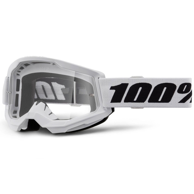 Gafas motocross 100% STRATA 2 Nuevo blanco (plexi transparente)