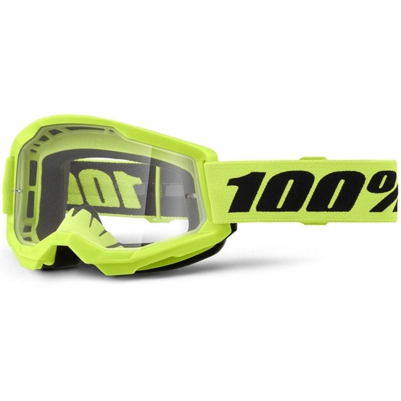 Gafas motocross 100% STRATA 2 Nuevo amarillo fluo (plexi transparente)