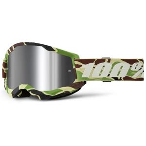 Gafas de motocross 100% STRATA 2 New War Camo verde (plexi plateado)