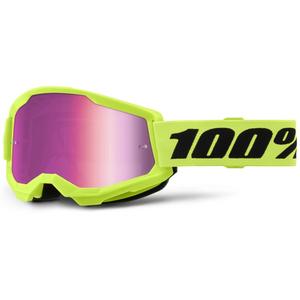Gafas motocross 100% STRATA 2 Nuevo amarillo fluo (plexi rosa)