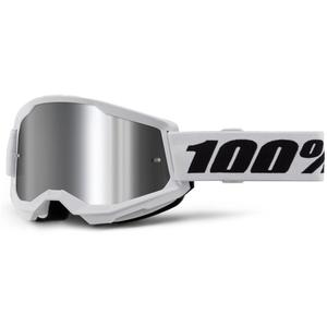 Gafas motocross 100% STRATA 2 Nuevo blanco (plexi plata)
