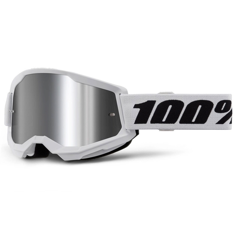 Gafas motocross 100% STRATA 2 Nuevo blanco (plexi plata)