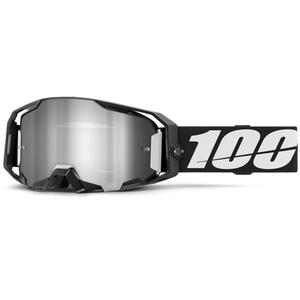 Gafas de motocross 100% ARmatic negras con plexi espejado plateado