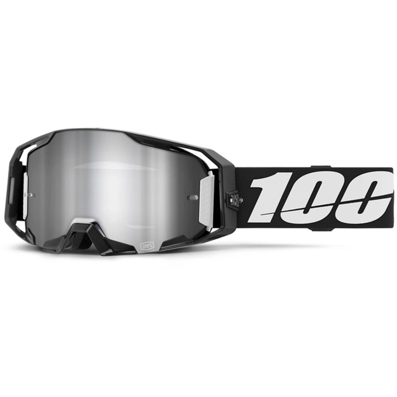Gafas de motocross 100% ARmatic negras con plexi espejado plateado