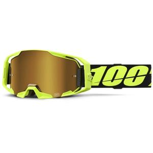 Gafas de motocross 100% ARmatic Amarillo Neón con verdadero plexiglás dorado