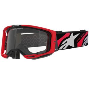Gafas de motocross Alpinestars Vision 8 Luar rojas y negras con lente transparente