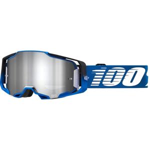 Gafas de motocross 100% ARMEGA Rockchuck negro-blanco-azul (plexi plateado)