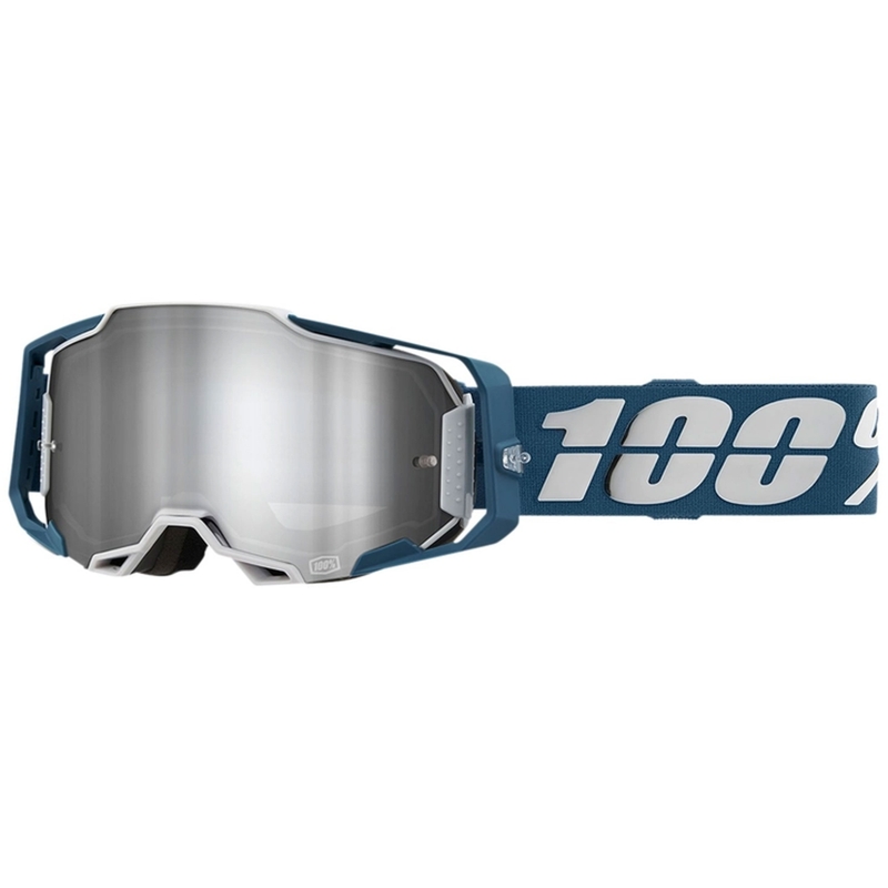 Gafas de motocross 100% ARMEGA Albar gris-azul (plexi plateado)
