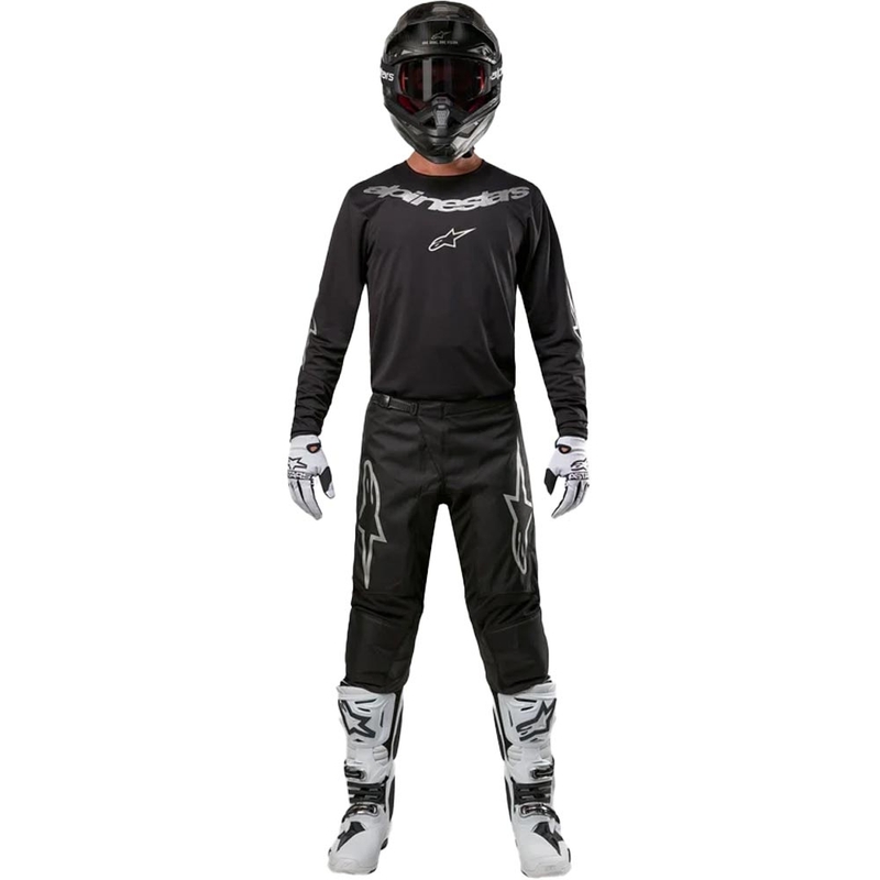 Pantalones de motocross Alpinestars Fluid Graphite negro-plata