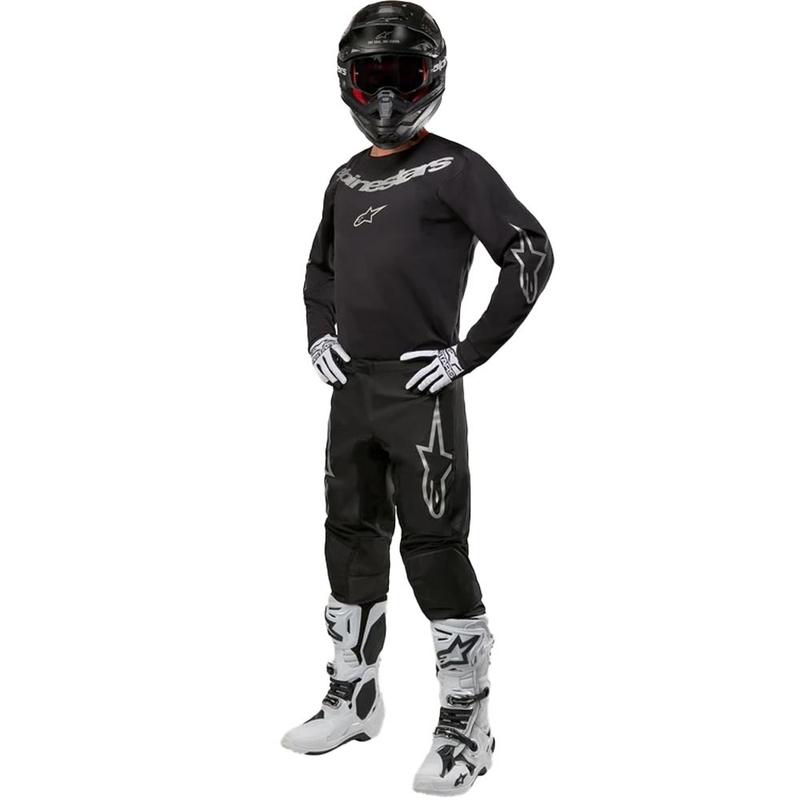 Pantalones de motocross Alpinestars Fluid Graphite negro-plata